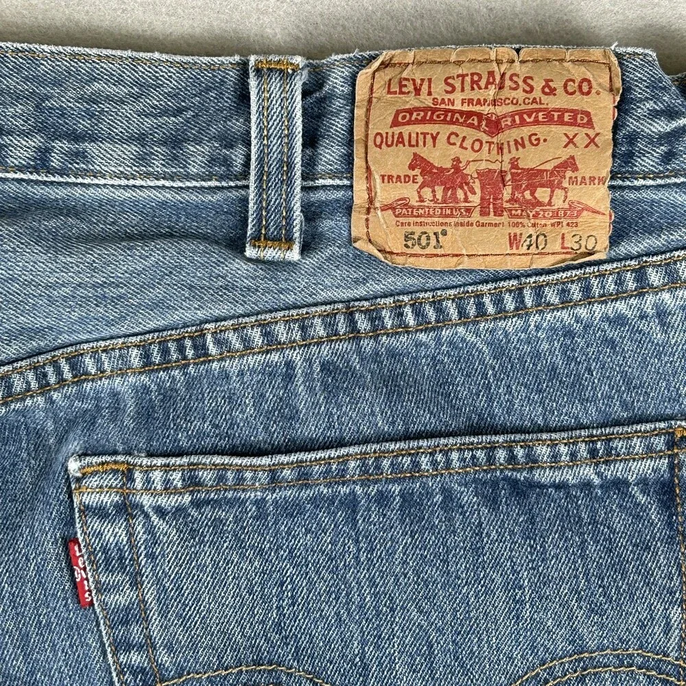 Levis 501 Jeans Mens 40x30 Straight Leg Denim Button Fly Classic Vintage